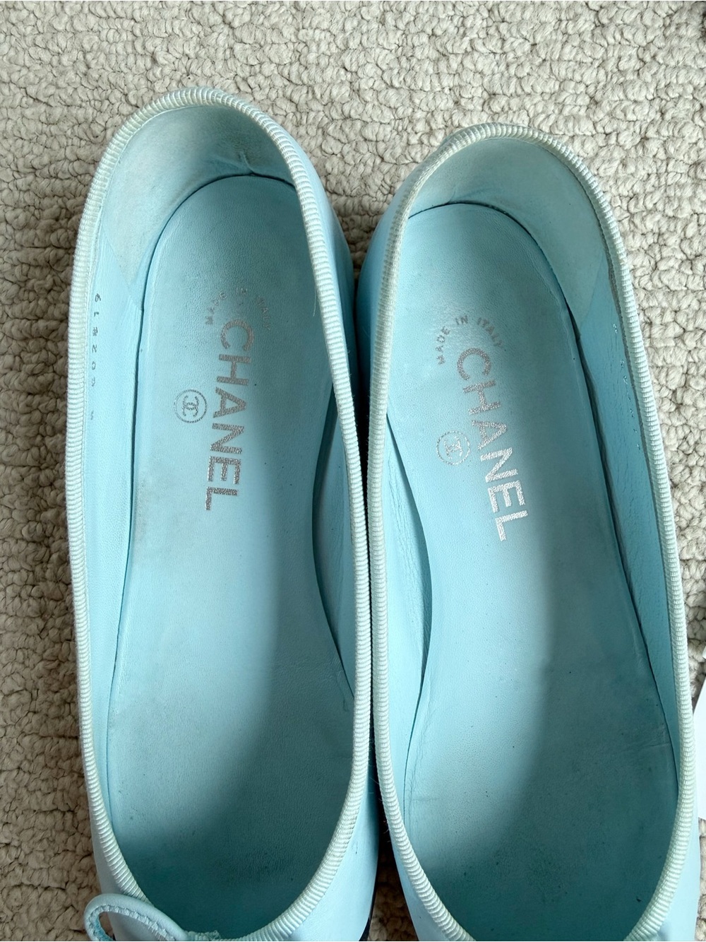 Chanel light blue and black leather ballet flats 39 1/2 - Picture 4 of 10